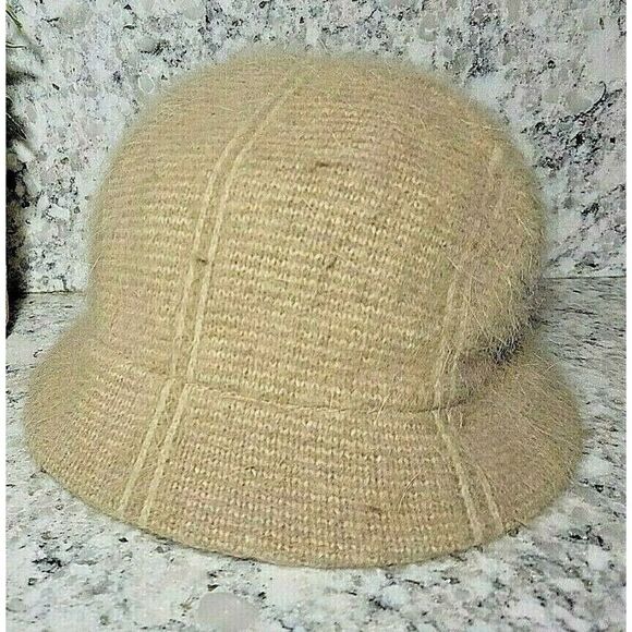 Fuzzy Cap Angora Knit Wool Nylon Camel Stylish Hat‎ Cap 57cm - Picture 1 of 4